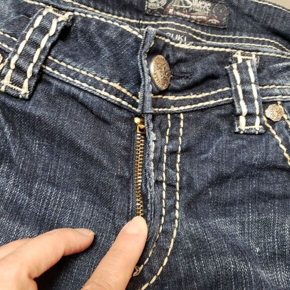 Silver Jeans, Suki Mid Slim Boot Womens bling / embroidery cropped bootcut - Picture 7 of 15